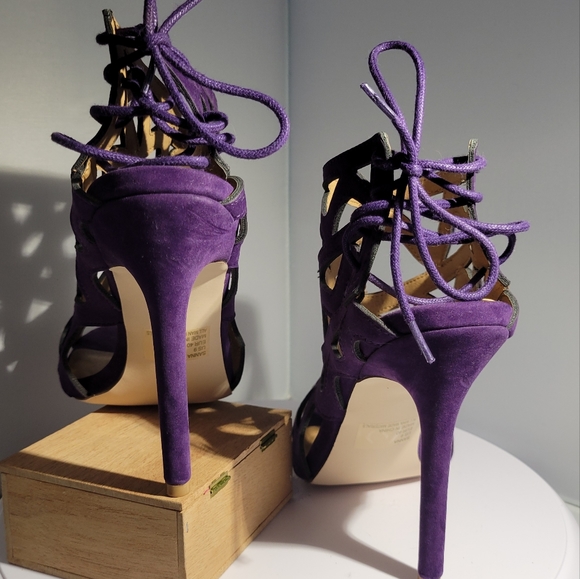 JustFab Purple Peep Toe Heels 9 - Picture 3 of 3